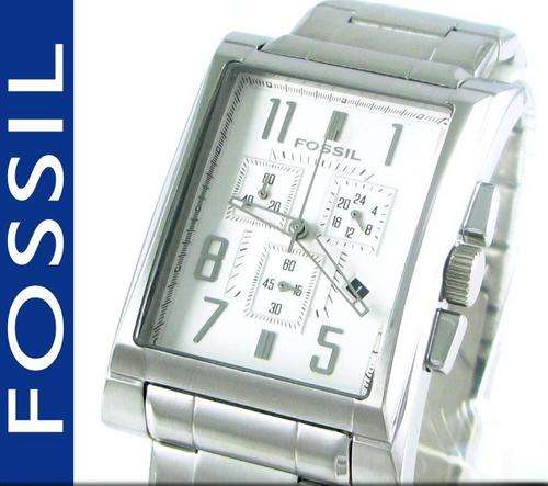 Fossil Men Sport Silver Chronograph Watch +Box FS4335